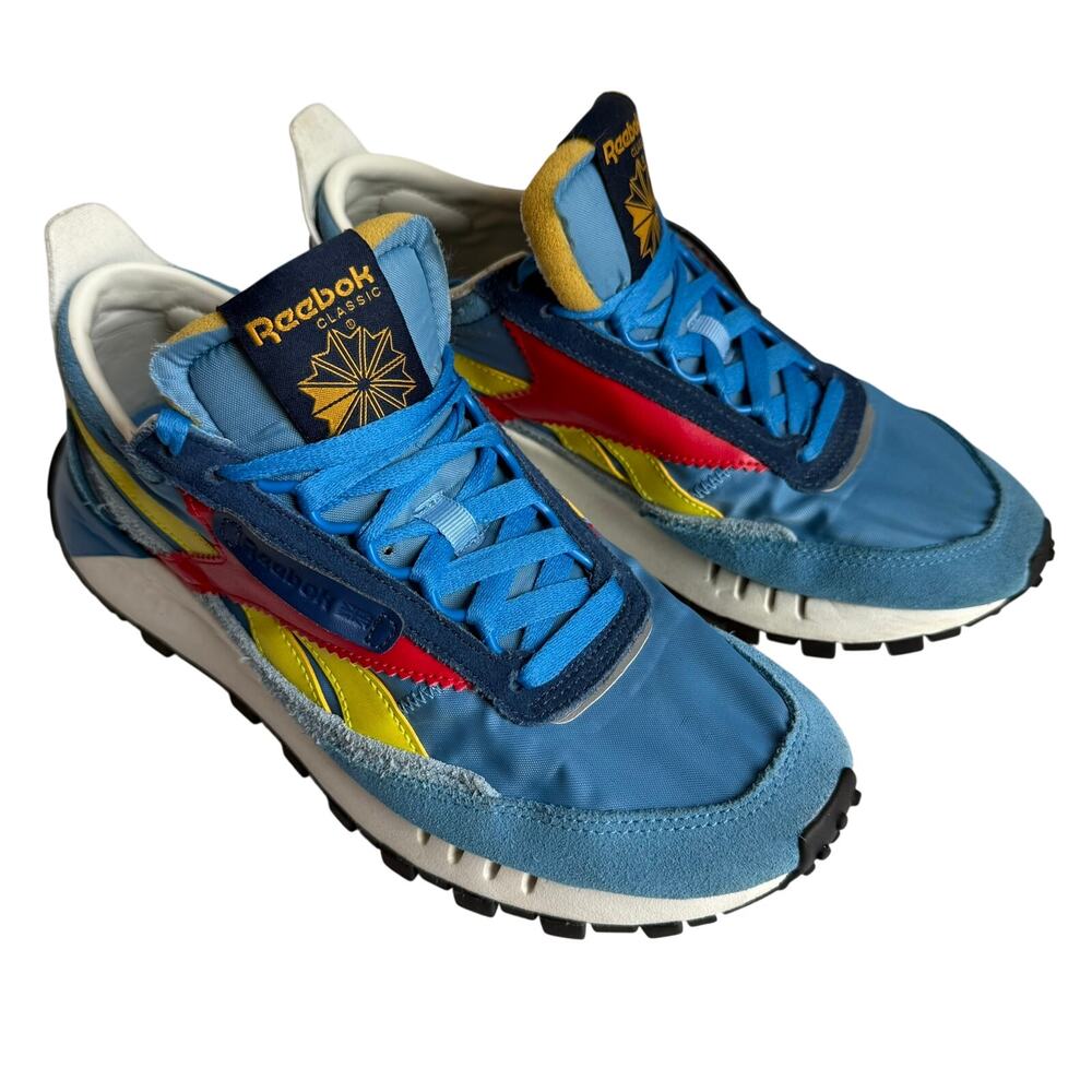 Reebok Classic Nylon Sneakers Blue Red Yellow Retro Men 7 or Women 8.5
